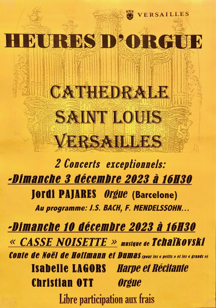 Affiche pour les heures d'Orgue de la cathédrale Saint Louis à Versaille